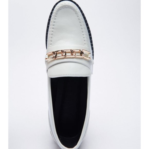 Zara  flat white Low heel chain loafers - Picture 6 of 14